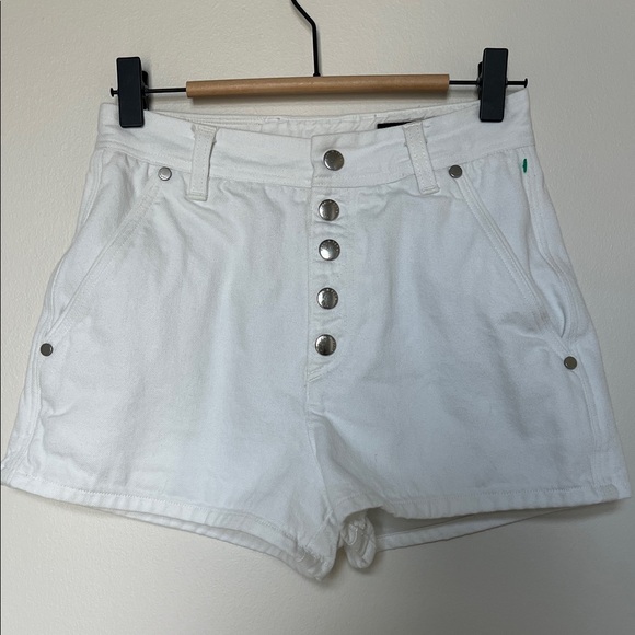 rag & bone New York Gingham Women's White denim Button-Up Shorts 00 Made in USA - Picture 1 of 13